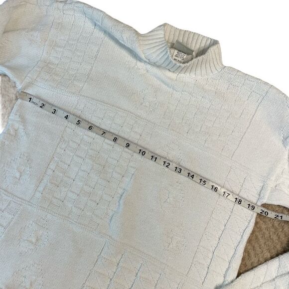 Vintage 80s white cotton cable knit sweater - classic elements size large - Picture 7 of 9